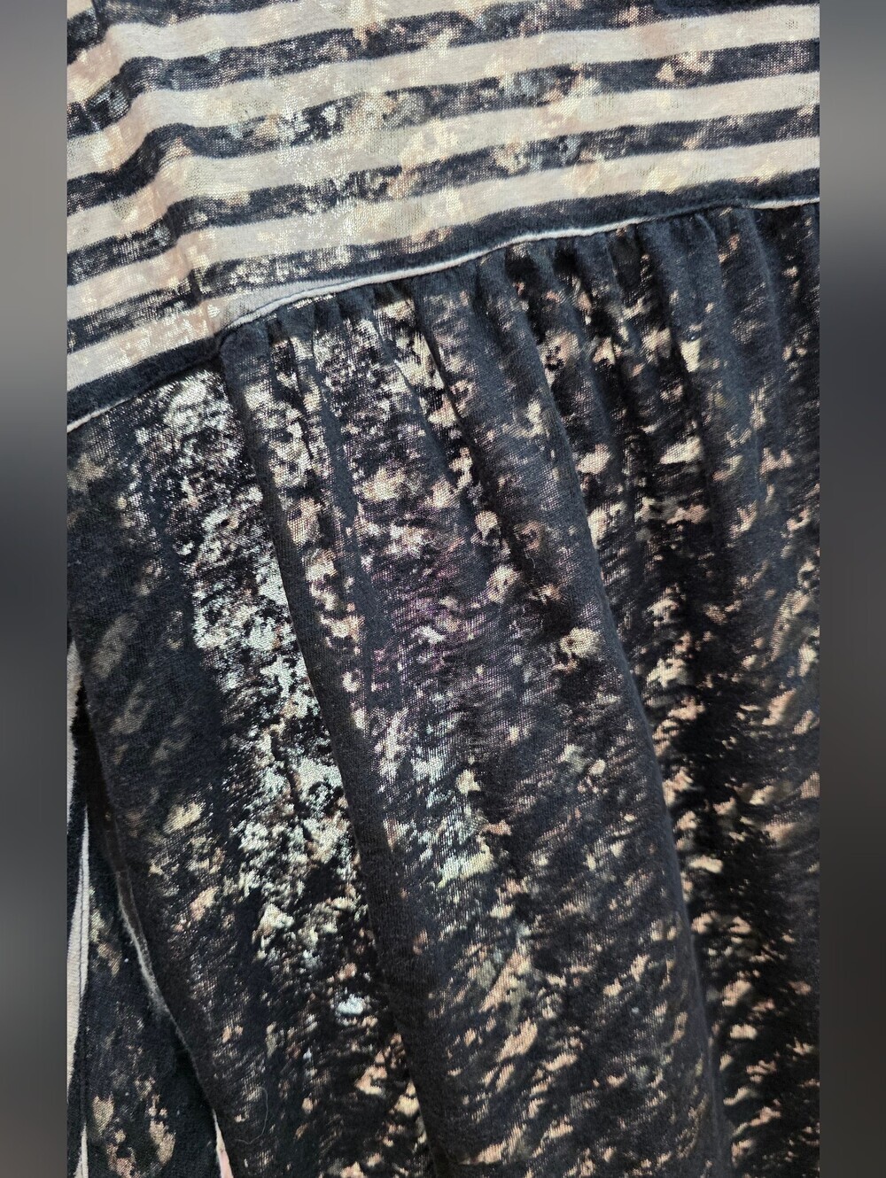 Anthropologie Black and Beige Distressed Sheer V-Neck Top Y2k Small - Picture 10 of 10
